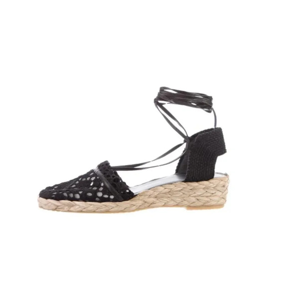 Stuart Weitzman Espadrilles Patterned Eyelet 7M - Picture 1 of 11
